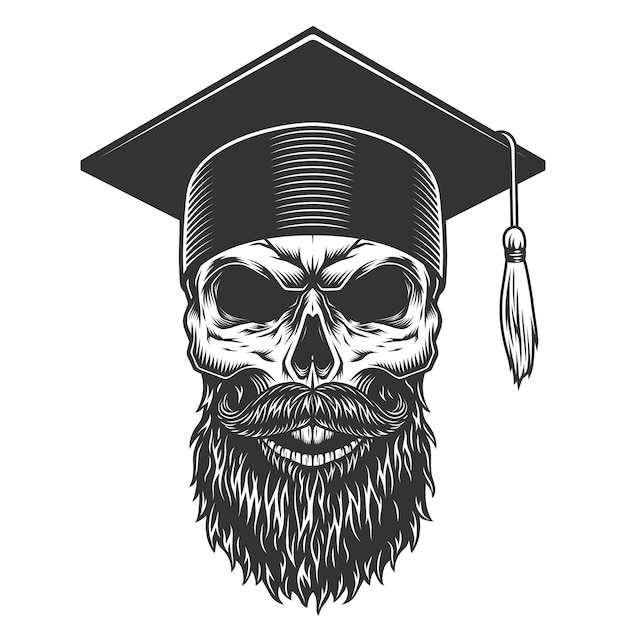 Free vector skull in the graduated hat
