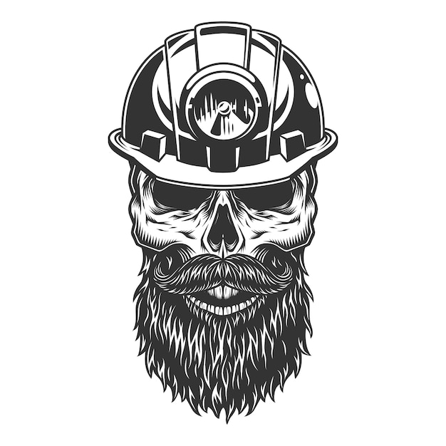 Бесплатное векторное изображение Череп в шахтерском шлеме