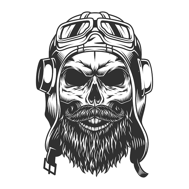 Бесплатное векторное изображение Череп в шлеме пилота