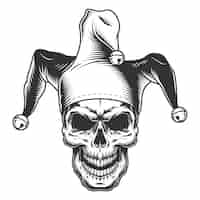 Free vector skull in jester hat