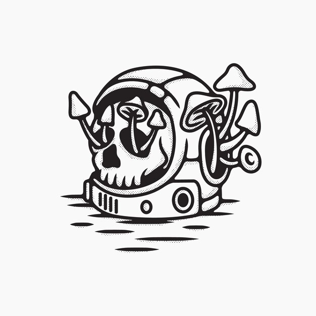 おしゃれアートを使った色付ききのこイラストのセット プレミアムベクター