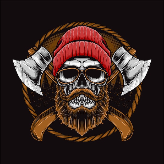 Skull lumberjack with axe logojpg