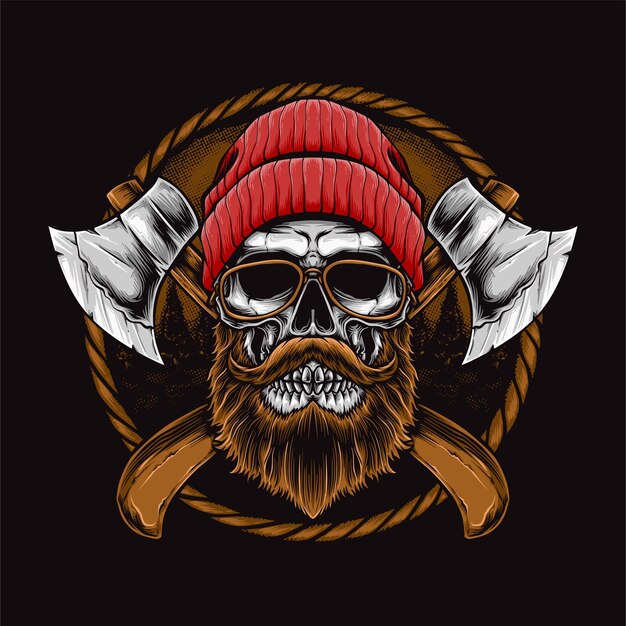 Skull lumberjack with axe logojpg