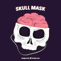 Free vector skull mask with brain