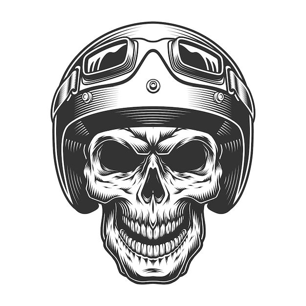 Skull in the moto helmet