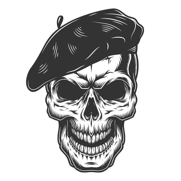 Skull in the painter hat