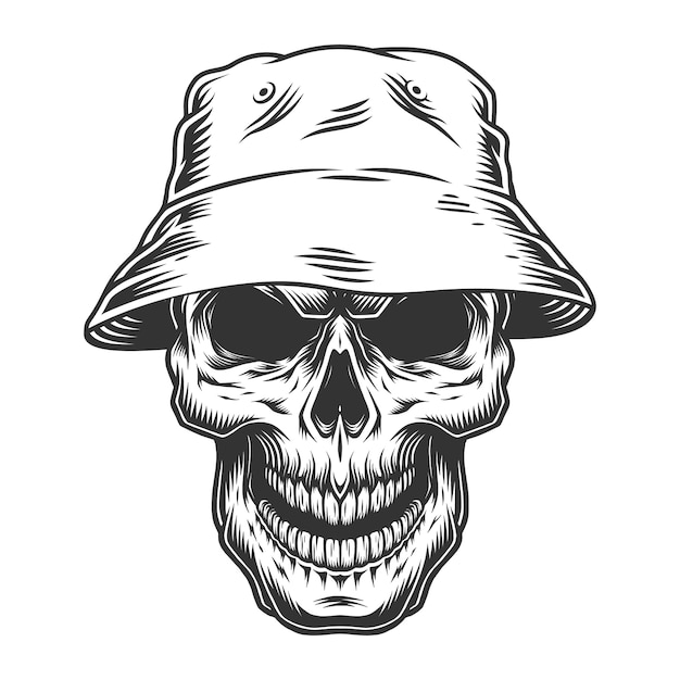 Free vector skull in the panama hat