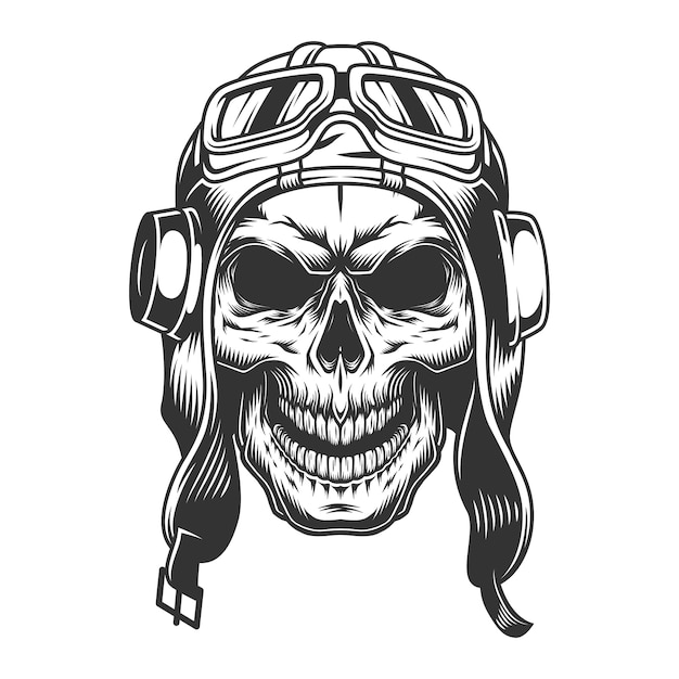 Free vector skull in the pilot helmet