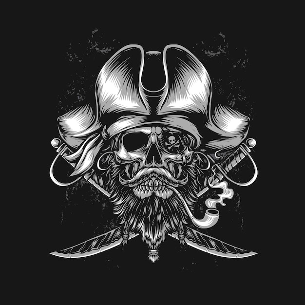 Free vector skull pirates illustration for clothing merchandise