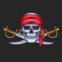 Free vector skull pirates with sword illustration