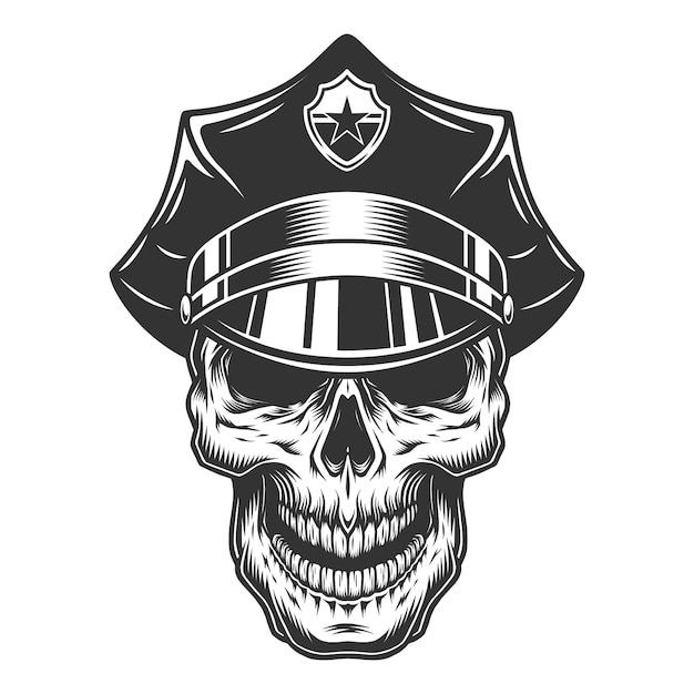 Skull in the policeman hat