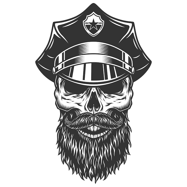 Free vector skull in the policeman hat