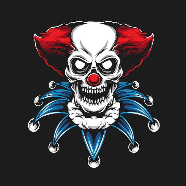 Skull red clown vector illustration