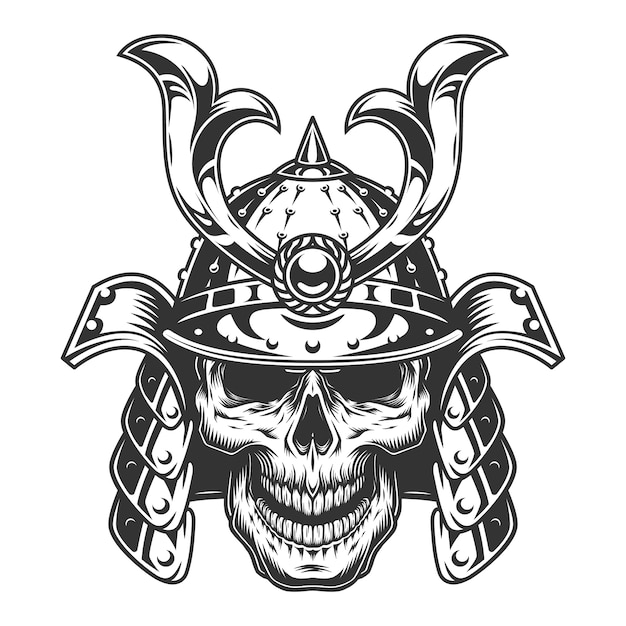 Skull in samurai helmet