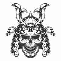 Free vector skull in samurai helmet