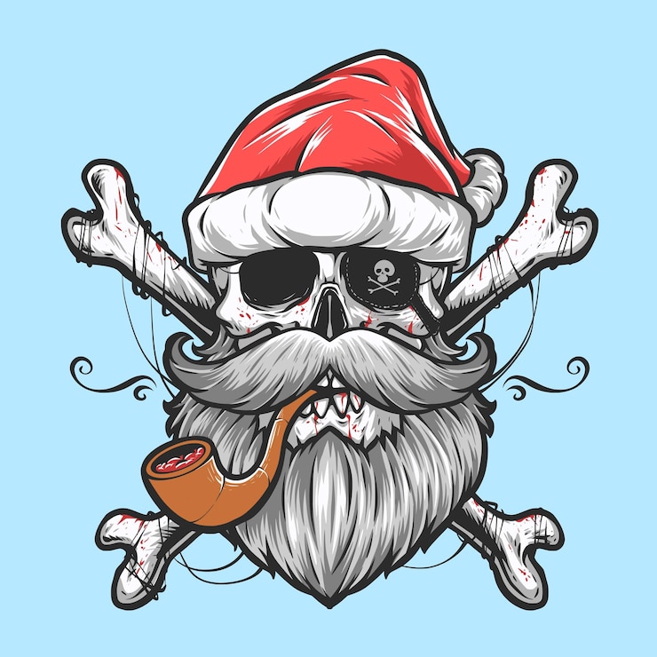 मुफ़्त वेक्टर skull santa pirate vector illustration