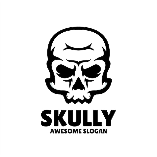 Vettore gratuito illustrazione del design del logo della mascotte semplice del cranio