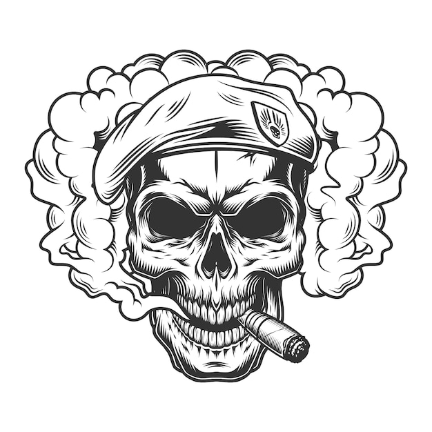 Skull in smoke cloud