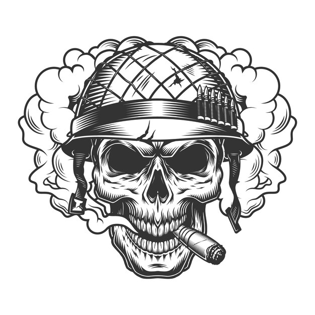 Skull in smoke cloud