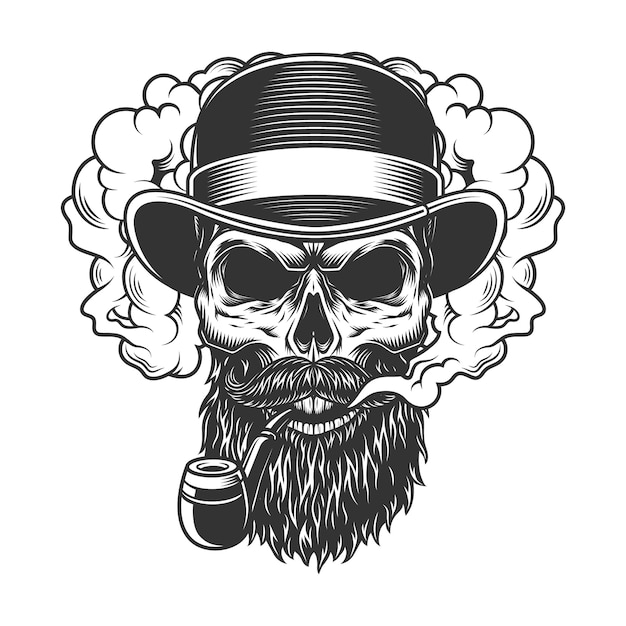 Free vector skull in smoke cloud