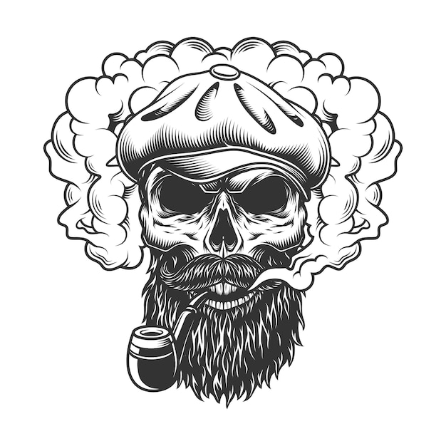 Free vector skull in smoke cloud