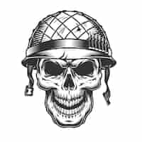 Free vector skull in the soldier helmet