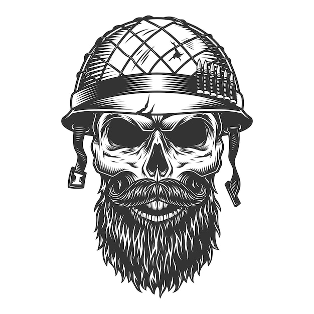 Free vector skull in the soldier helmet