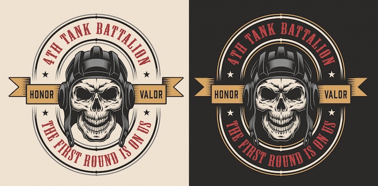 Free Vector skull in tank military helmet