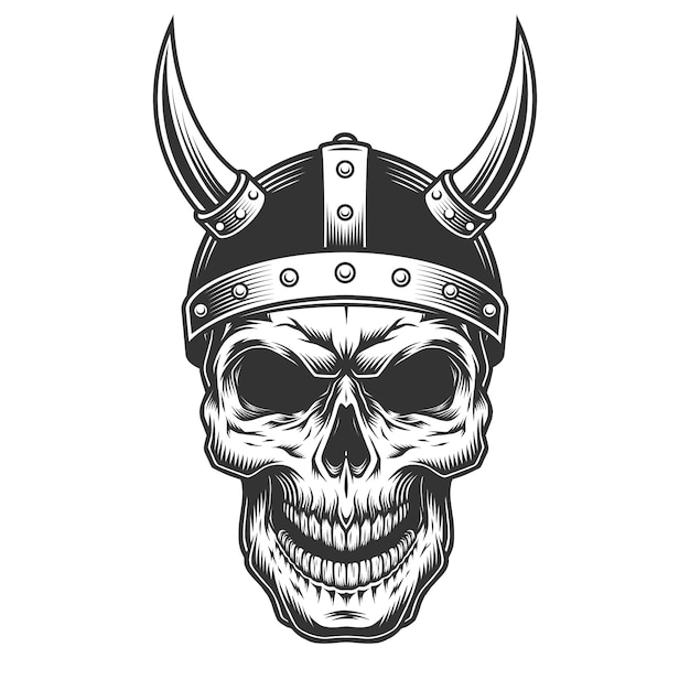 Free vector skull in the viking helmet