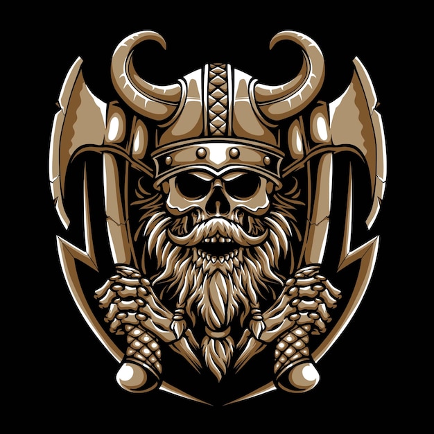Череп викинга с векторным логотипом топора