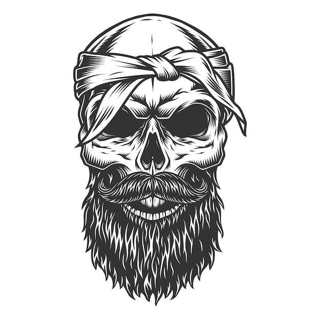 Free vector skull with beard and mustache