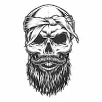 Free vector skull with beard and mustache