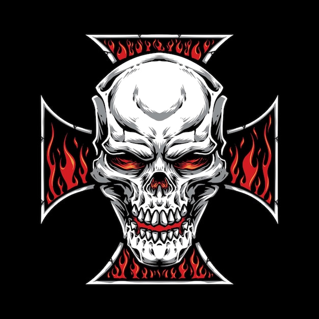 Skull with cross logo illustration