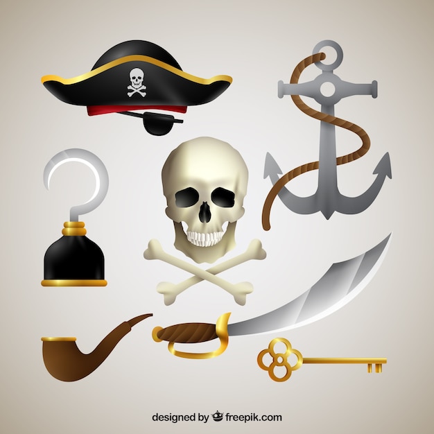海賊の要素を持つ頭蓋骨