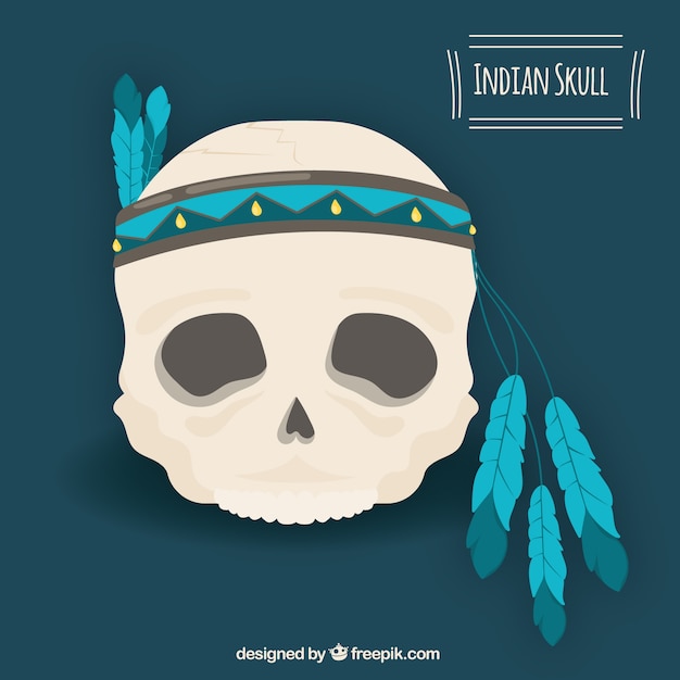 Skull with feathers decorative element