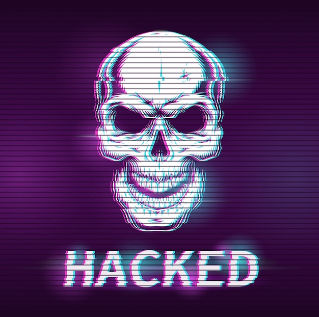 Free vector skull with glitch effect