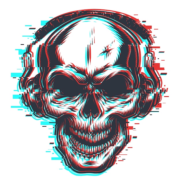 Free vector skull with headphones