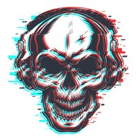 Free vector skull with headphones