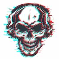 Free vector skull with headphones