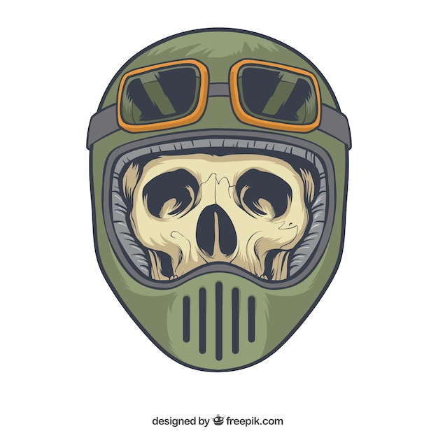 Skull with helmet and glasses