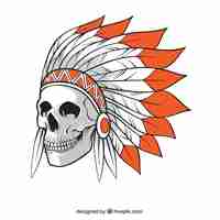 Free vector skull with indian hat