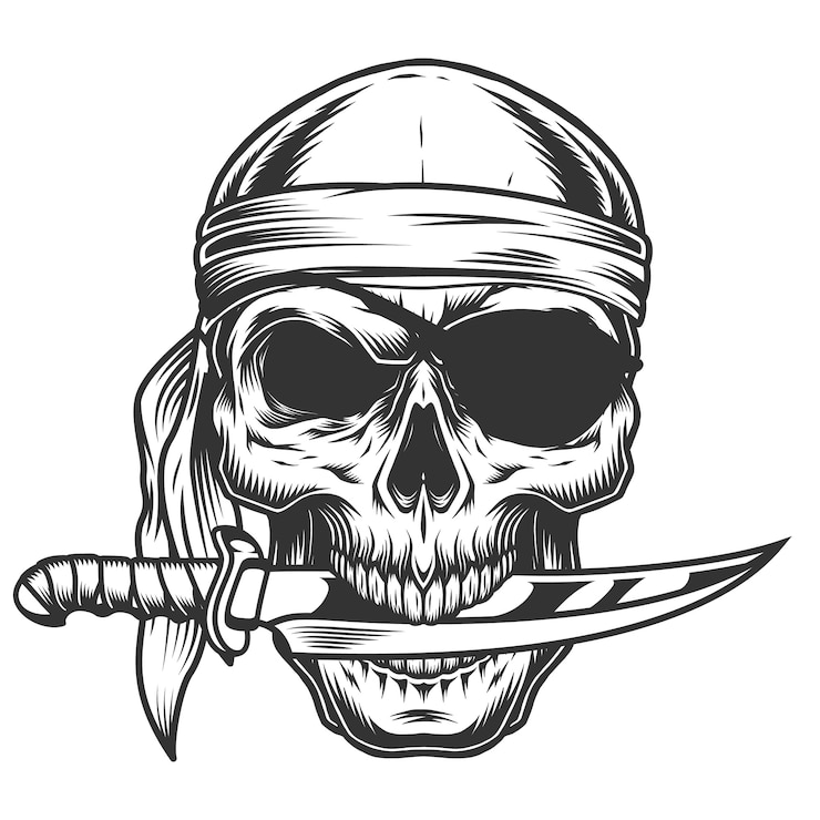 Free Vector skull with knife