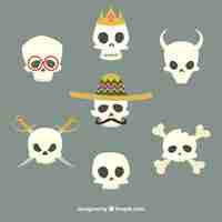Vettore gratuito cranio con il cappello messicano e altri