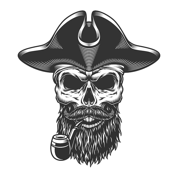 Free vector skull with pipe