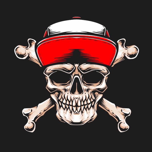 Free vector skull with red cap vector logo