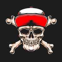 Free vector skull with red cap vector logo