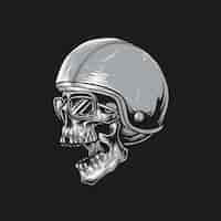 Free vector skull with sunglasses and retro helmet vector