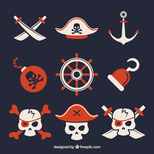 Skulls and elements of pirates