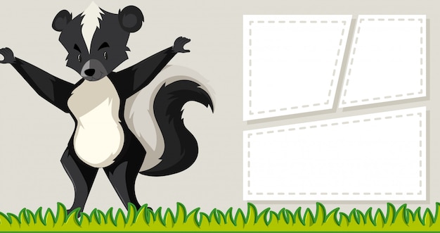 Free vector skunk on blank note frames