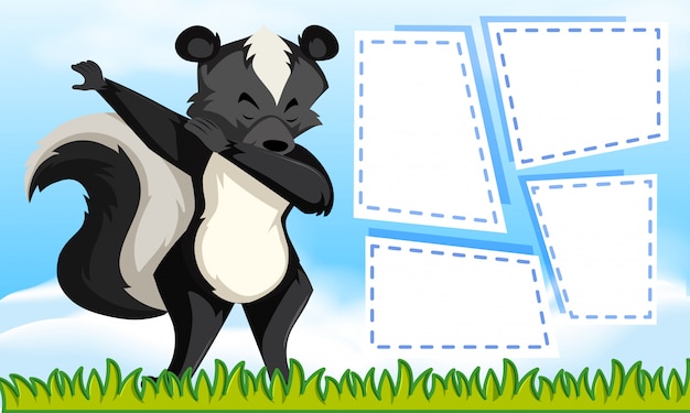 Free vector skunk on note background